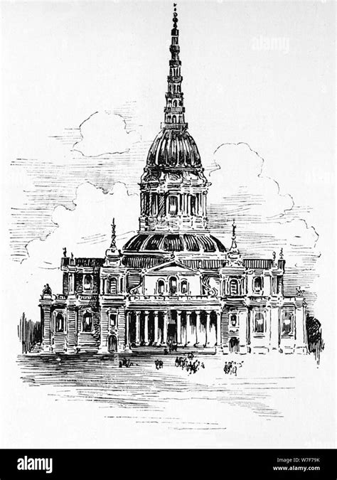 'Sir Christopher Wren's Final Design for St Paul's', 17th century. (1910). Artist: Sir ...