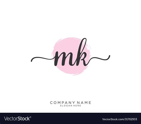 Mk initial handwriting logo design Royalty Free Vector Image