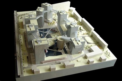 a model of a city with tall buildings