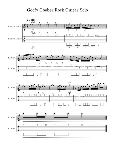 Goofy Goober Rock Guitar Solo Sheet music for Guitar (Mixed Duet ...