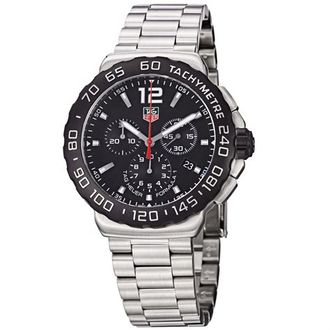 Tag Heuer Men's CAU1110.BA0858 'Formula 1' Black Dial Chronograph Steel Watch - 14254529 ...