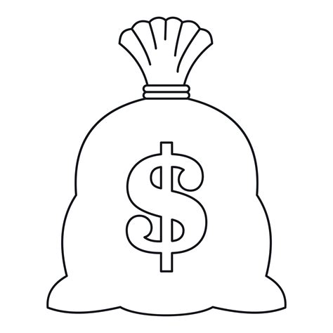 Money bag icon, outline style 14673302 Vector Art at Vecteezy