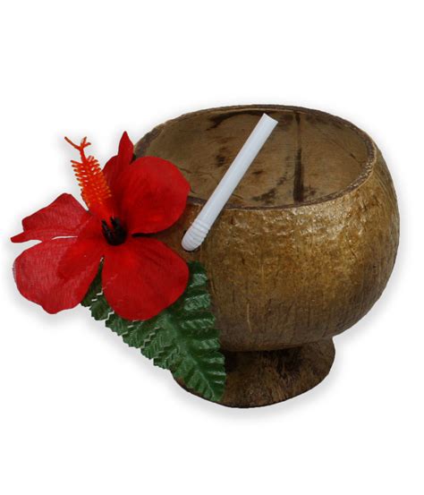 Real Coconut Cup with Base and Straw