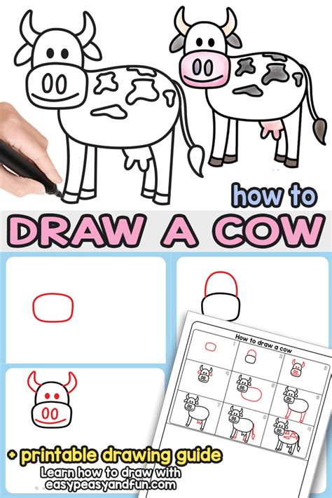 How to Attract a Cow – Action by Step Cow Drawing Guidance (Young ...