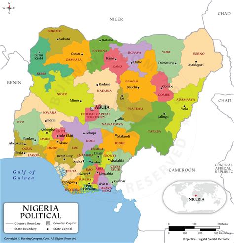 Nigeria State Map, Nigeria Political Map