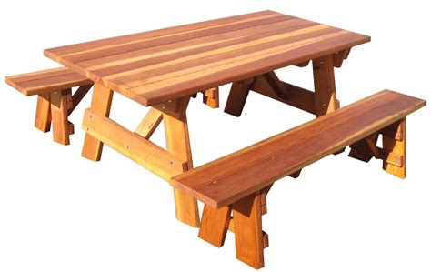 Outdoor 1905 Super Deck Finished 6 ft. Redwood Picnic Table with Separate Benches - Walmart.com