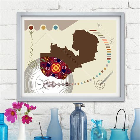 Zambia Wall Art Map Print, Lusaka African Country Decor