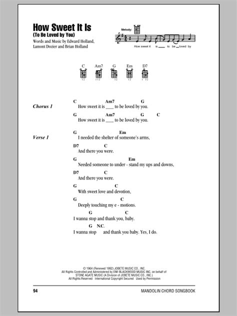 How Sweet It Is (To Be Loved By You) by James Taylor - Mandolin Chords ...