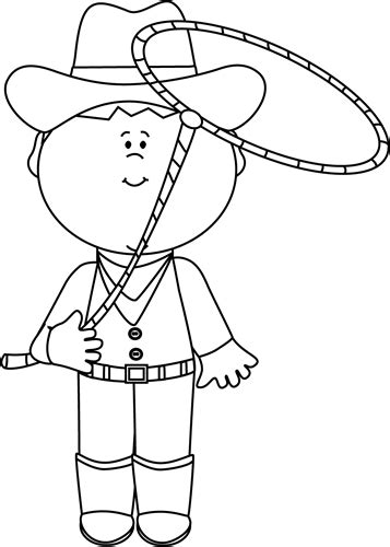 western black and white clip art | Black and White Cowboy with a Lasso Clip Art - Black and ...