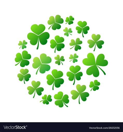 Round shape made of green small shamrocks Vector Image