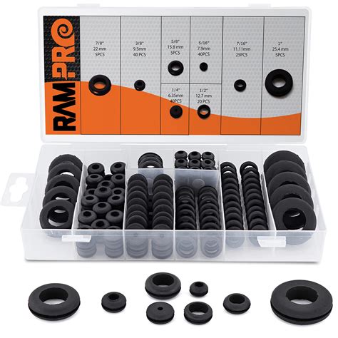 Buy 180pc 8 Sizes Rubber Grommet Kit - Includes Rubber Grommets for Wiring, Rubber Hole Plugs ...