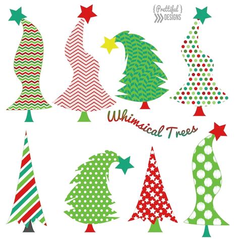 Christmas Whimsical Trees Clip Art | Etsy