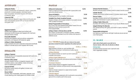 Menu at Piccolo Piatti restaurant, Winthrop