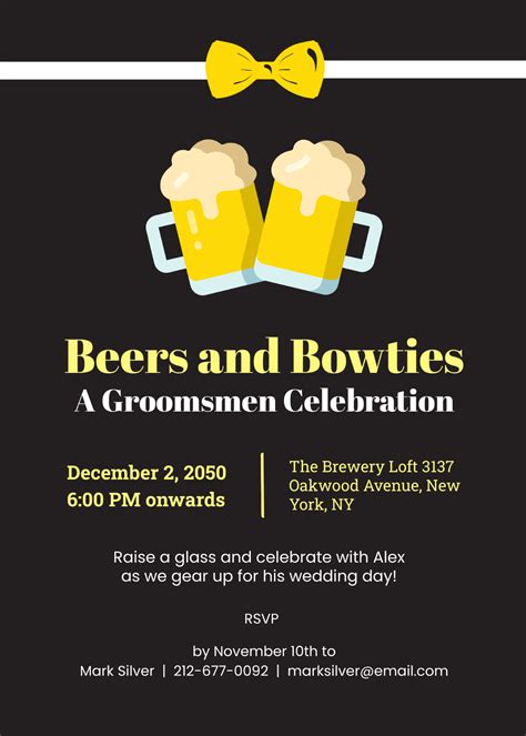 Free Beers and Bowties Groomsman Invitation Template - Edit Online ...