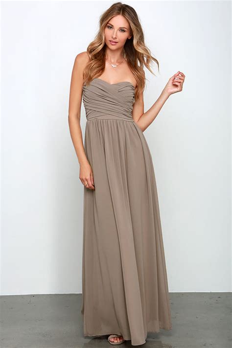 Lovely Mocha Brown Dress - Strapless Dress - Maxi Dress - $68.00