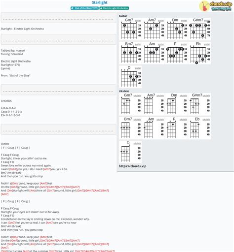 Hợp âm: Starlight - cảm âm, tab guitar, ukulele - lời bài hát | chords.vip