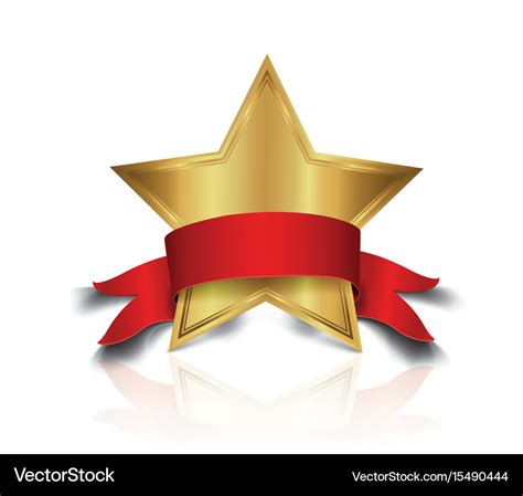 Gold star award with shiny Royalty Free Vector Image