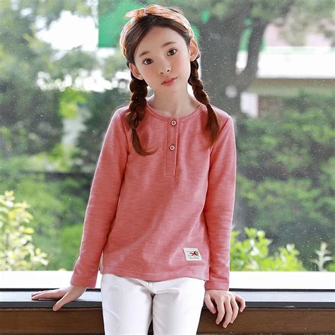 pink baby girls cute long sleeve cotton t shirts big girls autumn o ...