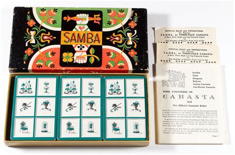 Vintage Samba Canasta Playing Cards 3 Sealed Decks in Box - Victorian House, Hat | #1732699677