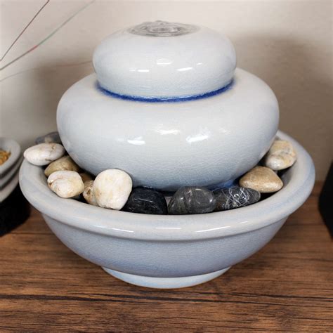 Sunnydaze Indoor Home Decorative Glazed Ceramic Smooth Cascade Tabletop Water Fountain - 7 ...