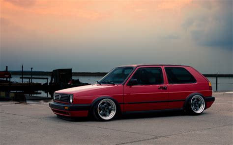 Download wallpapers Volkswagen Golf, 4k, MK2, tuning, red Golf, parking, tunned Golf, VW Golf ...