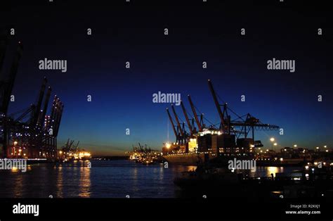 container terminal at night Stock Photo - Alamy