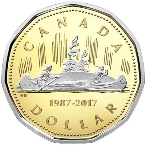 2017 $1 The Loonie, 30th Anniversary - 2 Coin Platinum-plated Pure Gold ...