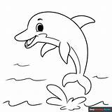 Dolphin In Cartoon Style Coloring Page  Easy Drawing Guides sketch template