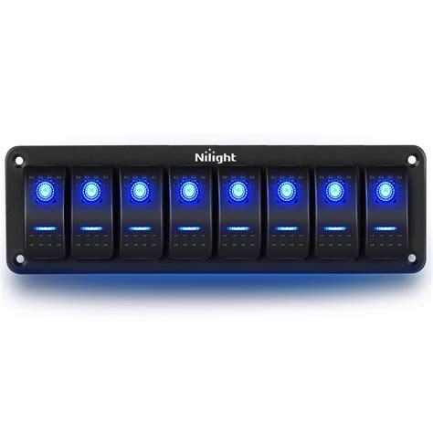 Nilight 8 Gang Aluminum Rocker Switch Panel Toggle Dash 5 Pin ON/Off ...