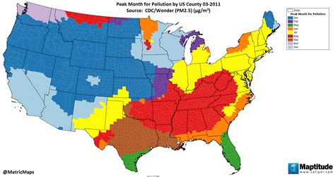 Peak month for pollution by U.S. county - Vivid Maps