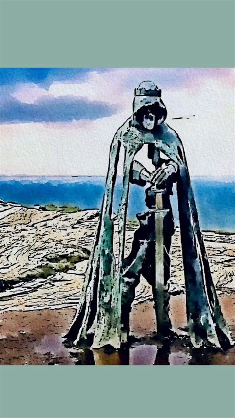 Tintagel King Arthur Statue Digital Painting by Kindred