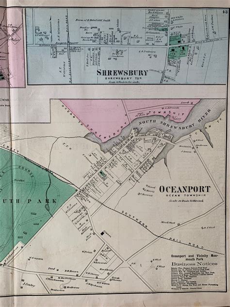 Monmouth Park Map Original 1873 Monmouth County Atlas - Etsy