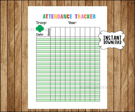 Girl Scout Attendance Sheet Printable Girl Scout Attendance - Etsy UK