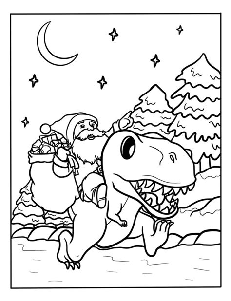 Christmas Dinosaur Coloring Page - Printable And Free