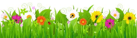 Grass with Flowers and Bee PNG Clipart | Grass clipart, Flower clipart ...