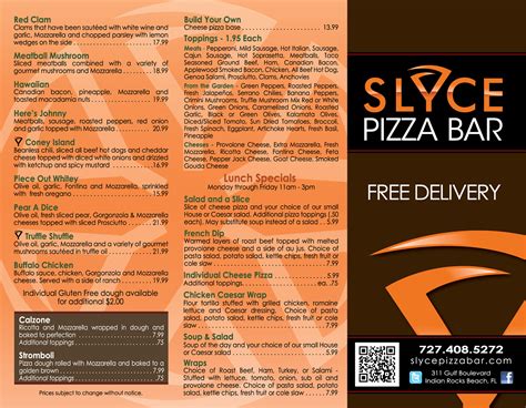 Slyce Pizza To Go Menu on Behance