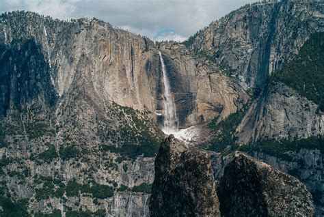 Free picture: landscape, waterfall, mountain peak, valley, mountain, valley, canyon, snow ...