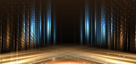 Elegant golden stage diagonal glowing with lighting effect sparkle on black background. Template ...