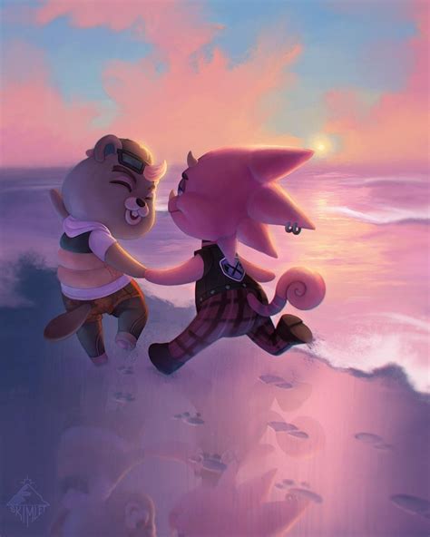 Flick and CJ on the beach | Animal Crossing: New Horizons | Animal ...