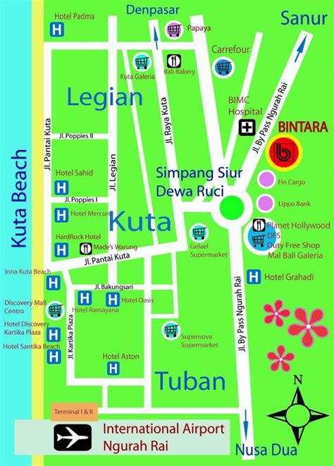 kuta map - Google Search | Kuta, Legian, H hotel