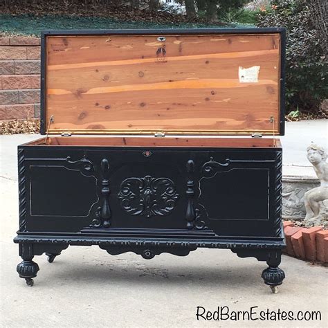 ANTIQUE TRUNK - Painted Black - Lane Company - Cedar Chest - Blanked ...