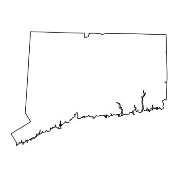 Connecticut State Outline Map And Seal Flag Geographical Art Vector ...