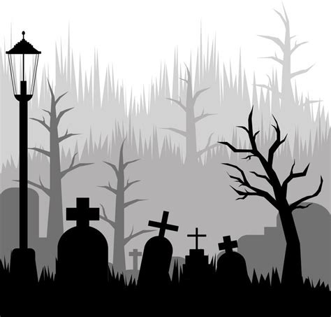 Graveyard Silhouette in 2023 | Easy halloween drawings, Scary drawings ...