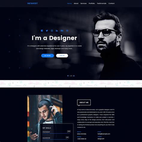 Free Personal Portfolio Template Freebies Bootstrap Dark Free Layout ...