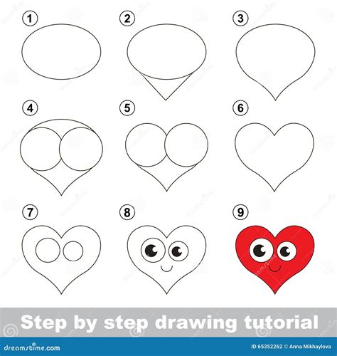 Drawing Tutorial. How To Draw a Heart Stock Vector - Illustration of ...