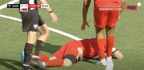 YouTube All-Star Theo Baker stretchered off pitch in agony vs Sidemen ...