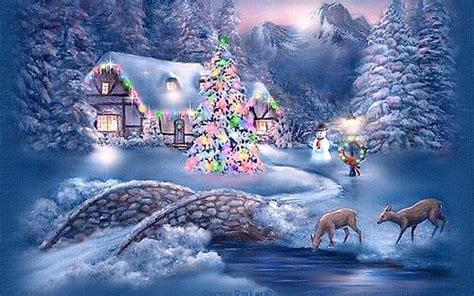 Christmas Winter Scenes Wallpapers - Wallpaper Cave