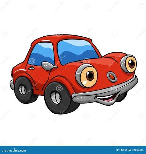 Funny Cartoon Cars - Red Car Cartoon Stock Vector - Illustration of cutie, vintage: 138511450