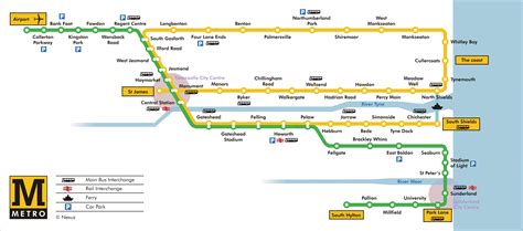 Tyne and Wear Metro Route Map - Tyne and Wear England • mappery