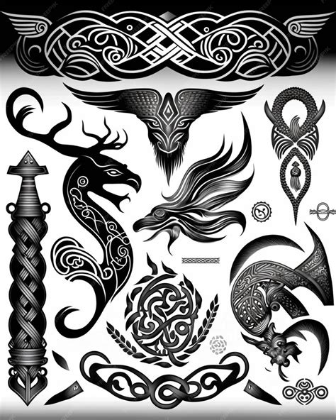 Premium AI Image | a set of celtic tattoos and designs generative ai